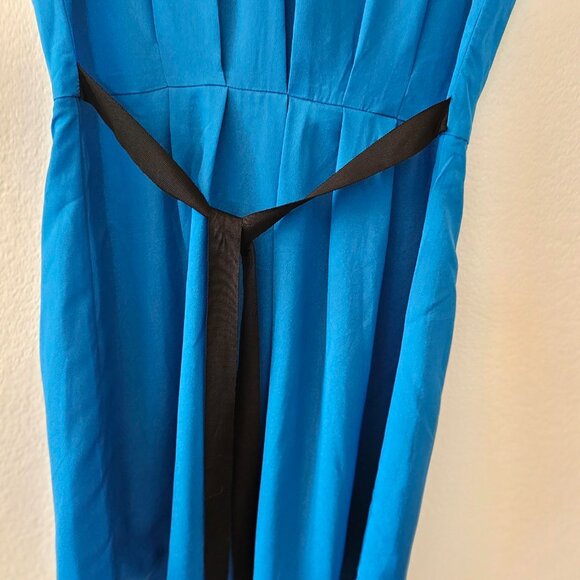 BeBop Womens Blue Dress XL, X Cutouts Round Neck Cap Sleeves Back Zip Sash Tie - Picture 3 of 7